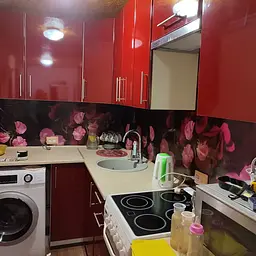 Кухонний фартух самоклеючий Рожеві польові Квіти наклейка ПВХ абстракція 65х250 см Happy Pocket Z180337 - мініатюра 8