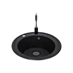 Кухонна мийка Adamant SUN чорна d 510x200 мм, без крила d 51 - мініатюра 2