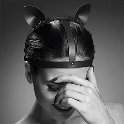 Маска кішечки Bijoux Indiscrets MAZE - Cat Ears Headpiece Black, екошкіра Bijoux Indiscrets B0260; SO2684 95182 - мініатюра 1