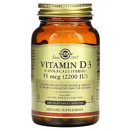 Витамин D Vitamin D3 55 mcg (2200 IU) 100 капсул Solgar vit0006421
