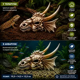 Декорація череп дракона Hobby Dragon Skull M 19,5×14,5×13,5 см для акваріума і тераріума (32075) - мініатюра 6