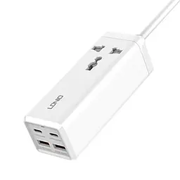 Мережевий зарядний пристрій подовжувач Ldnio SC1418 2 USB/2 Type-C QC PD 1 розетка 2m білий