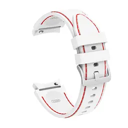 Ремінець для Samsung Galaxy Watch 4 40mm - біло-червоний ширина кріплення 20мм силікон розмір L Watchbands RLine (WB00S4GALAXYRLINE3440) - мініатюра 2