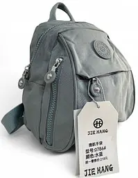 Жіноча сумка-рюкзак міська з тканини на два відділення 0786 JIE HANG світло-сіра - мініатюра 2