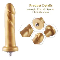 Золотий фалоімітатор Hismith 6.8″ Golden Silicone Dildo, система KlicLok - мініатюра 2