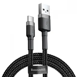 Кабель Baseus cafule Cable USB For Type-C 2A 3m Gray + Black