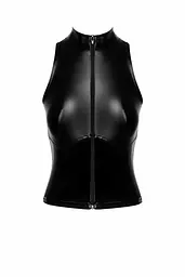 Топ Noir Handmade F324 Glam, S, black, халтер, на блискавці, вінілові вставки, комір-стійка - мініатюра 6