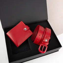 Подарунковий жіночий набір Handycover 2513 (гаманець та ремінь) червоний в коробці