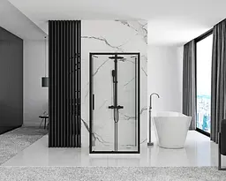 Душова кабіна Rea Rapid Slide 140x100 black пристінна REA-KPL-09888, Чорний матовий, Універсальна, прозрачний, Чорний матовий - мініатюра 3