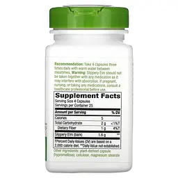 Слизький В'яз Nature's Way Slippery Elm Bark 400 мг 100 капсул - мініатюра 2
