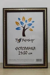 Фоторамка 21Х30, (А4), вишнева із золотою змійкою, 2416-152-9, ОРГСКЛО+ДВП                                                                            