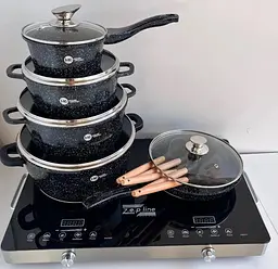 Набір посуду Higher Kitchen HK-305 17 предметів з кришками з гранітним покриттям каструлі, ківш, сковорода - мініатюра 4