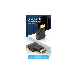 Перехідник HDMI M to HDMI F 4K60Hz 90° corner black Vention (AIPB0) - мініатюра 3