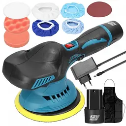 Полірувальна акумуляторна машинка Waxing Polisher YK49 з насадками 2 акумулятори - мініатюра 4