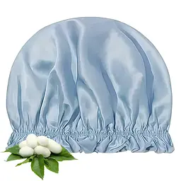 Шовкова шапочка для сну та душу MaryuPHair з м’яким краєм 29×20 см (блакитний)