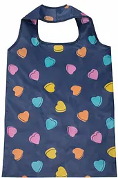 Сумка-шопер складна Hanson Faltshopper 44x38 см нейлон синя з сердечками