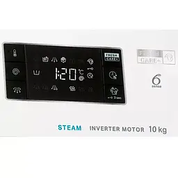 Пральна машина Whirlpool фронтальна, 10кг, 1400, A+++, 60см, дисплей, пара, інвертор, люк чорний, білий (FFB10469BVUA) - мініатюра 4