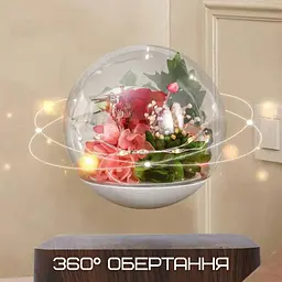 Магнітний левітуючий нічник ширяє квітка троянда led світильник у кулі обертається HCNT teh0032269 - мініатюра 4