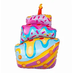 Фольгована кулька фігура «Happy birthday Cake» 110 см наповнення повітрям або гелієм для тематичних вечірок Різнокольоровий