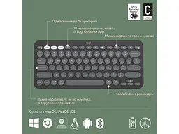 Клавіатура Logitech Pebble Keys 2 K380s Tonal Graphite UA (920-011851) - мініатюра 7