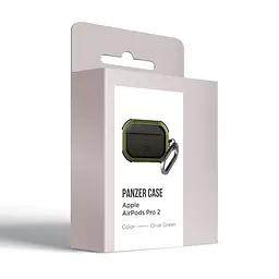 Чохол для навушників Apple AirPods Pro 2 2022, оливковий, Panzer, протиударний захисний кейс з TPU та полікарбонату, посилені стінки, захист від подряпин, пилу та ударів, легкий та компактний, з карабіном для кріплення, ArmorStandart (ARM82754) - мініатюра 2