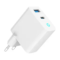 Зарядний пристрій Gembird 1xUSB-C PD30W + 1xUSB QC3.0 LED white (TA-UC-PDQC30L-W-01) - мініатюра 2