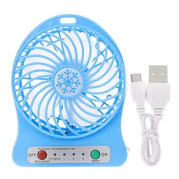 Вентилятор настільний акумуляторний 18650 USB діаметр 10см Portable Fan Mini блакитний