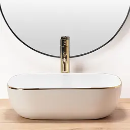 Умивальник Rea Belinda gold edge накладний білий/золотий REA-U8736, Білий - мініатюра 4