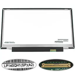 Матриця 14.0" LP140QH1-SPA2 2560х1440, 40pineDP, LED, SLIM без планок та вушок, матова, роз'єм праворуч внизу для ноутбука