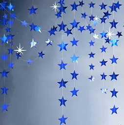 Гірлянда Зірочки на нитці глянцева 4 м х 7 см, синій - мініатюра 2