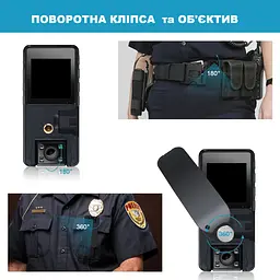 Нагрудна боді-камера Boblov A39 з дисплеєм 1.54 дюйма нічний запис датчик руху акумулятор 3000 мАгод - мініатюра 5