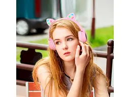 Навушники з мікрофоном Hoco W27 Cat Ear Pink - мініатюра 7
