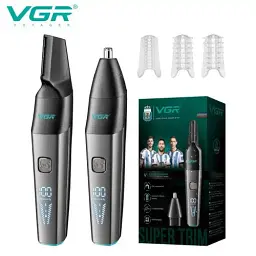 Акумуляторний тример для носа та вух + 2 насадки, VGR V-603 / Машинка для стрижки волосся в носі - мініатюра 4
