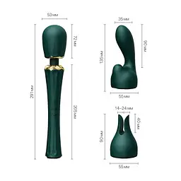 Вібромасажер з насадками Zalo - Kyro Wand Turquoise Green - мініатюра 2