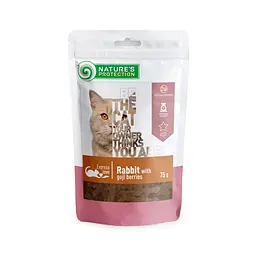 Ласощі для котів, снеки з кролика з ягодами годжі, Nature's Protection snack for cats with rabbit and goji, 75г