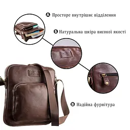 Чоловіча шкіряна сумка SHVIGEL 19112 коричневий - мініатюра 4