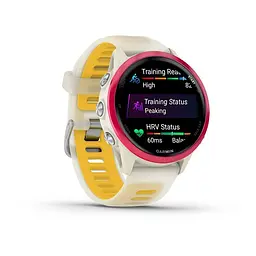 Смарт-часи Garmin Forerunner 570 (42 мм) малиновий алюмінієвий безель з ремінцем кольору слонової кістки/манго