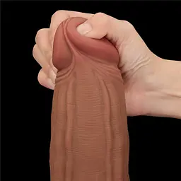 Фалоімітатор LoveToy Sliding-Skin Dual Layer Dong King Sized 31 см коричневий - мініатюра 9