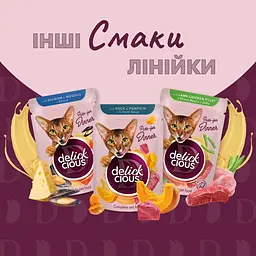 Вологий корм для котів Delickcious Смужки з лососем та сиром в крем супі 85 г - мініатюра 8