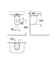 Напівп'єдестал для раковини Grohe Bau Ceramic 39426000, Білий - мініатюра 2