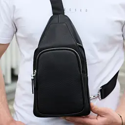 Чоловіча сумка з натуральної шкіри 18х31х7 через плече Tiding Bag 34091 чорна 18 см - мініатюра 2