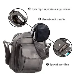 Сумка SHVIGEL 11076 із вінтажної шкіри чорна - мініатюра 8