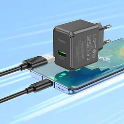 Мережевий зарядний пристрій Hoco CS12A USB 18W чорний - мініатюра 2