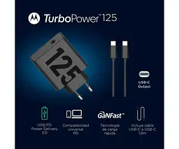 Зарядний пристрій блок адаптер Motorola MC-1252 125 W GaN USB + комплект із кабелем 1 метр - мініатюра 10