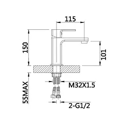 Змішувач для умивальника Lidz Dozorca 001 (k35) LDDOZ001CRM45403 Chrome - мініатюра 2