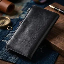 Вертикальний стильний гаманець із гладкої натуральної шкіри Vintage 22885 чорний - мініатюра 4