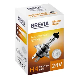 Галогенова лампа Brevia H4 24V 100/90W P43t Master Rally CP(24040MRC)