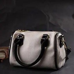 Жіноча сумка барильце з темними акцентами Vintage 22352 біла - мініатюра 10