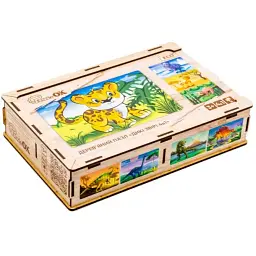 Дерев’яний дитячий пазл PuzzleOK 4 в 1 Дикі звірі 80 елементів Puz-58714