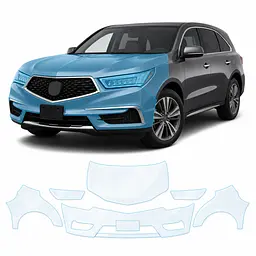 Антигравійна захисна бронеплівка за лекалами для Acura MDX YD3 facelift 2017-2020 - передня частина авто (капот бампер крила))